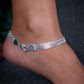 Herringbone Link Silver Anklets