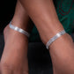 Herringbone Link Silver Anklets