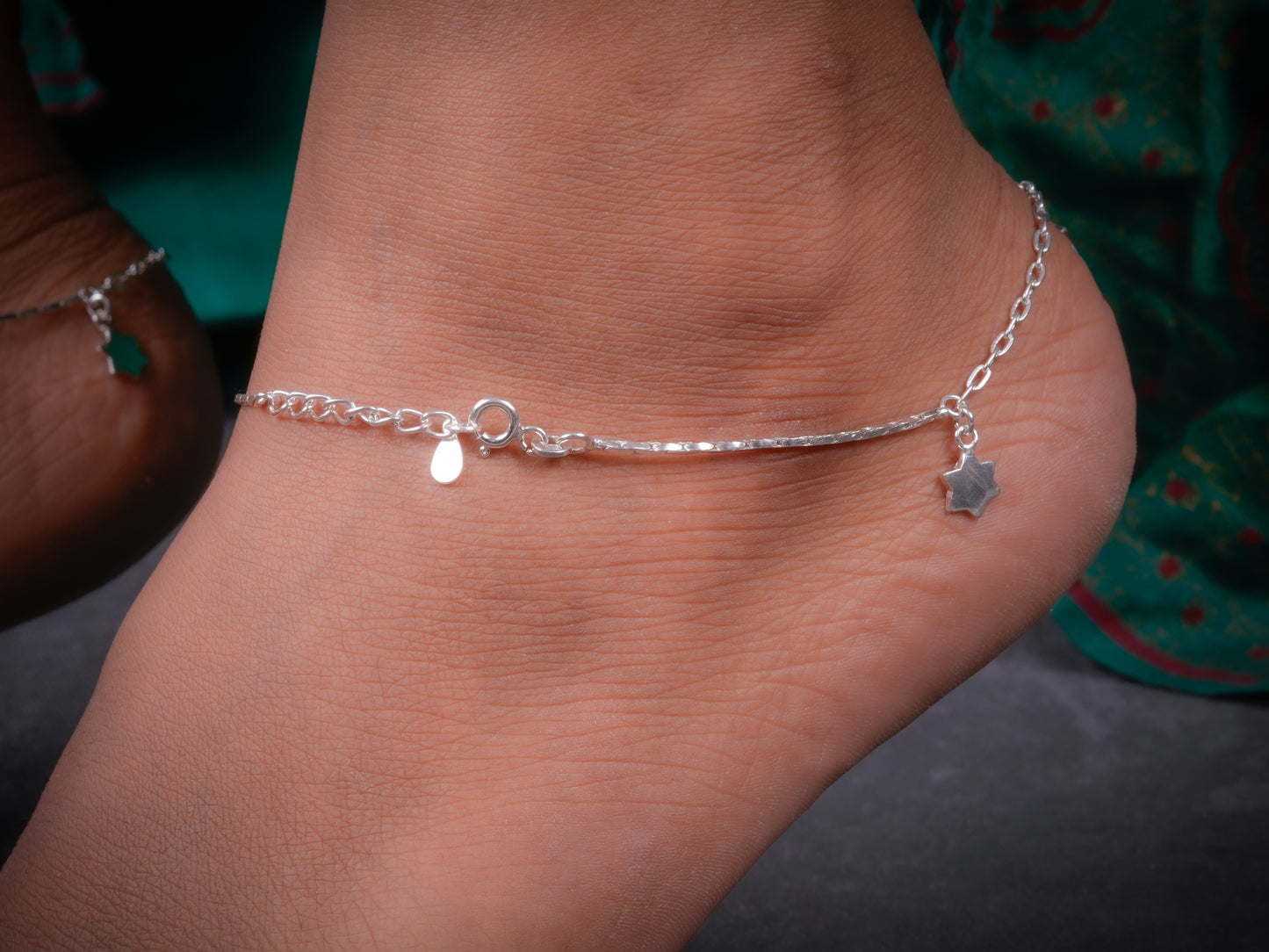 Starlit Strands Silver Anklets