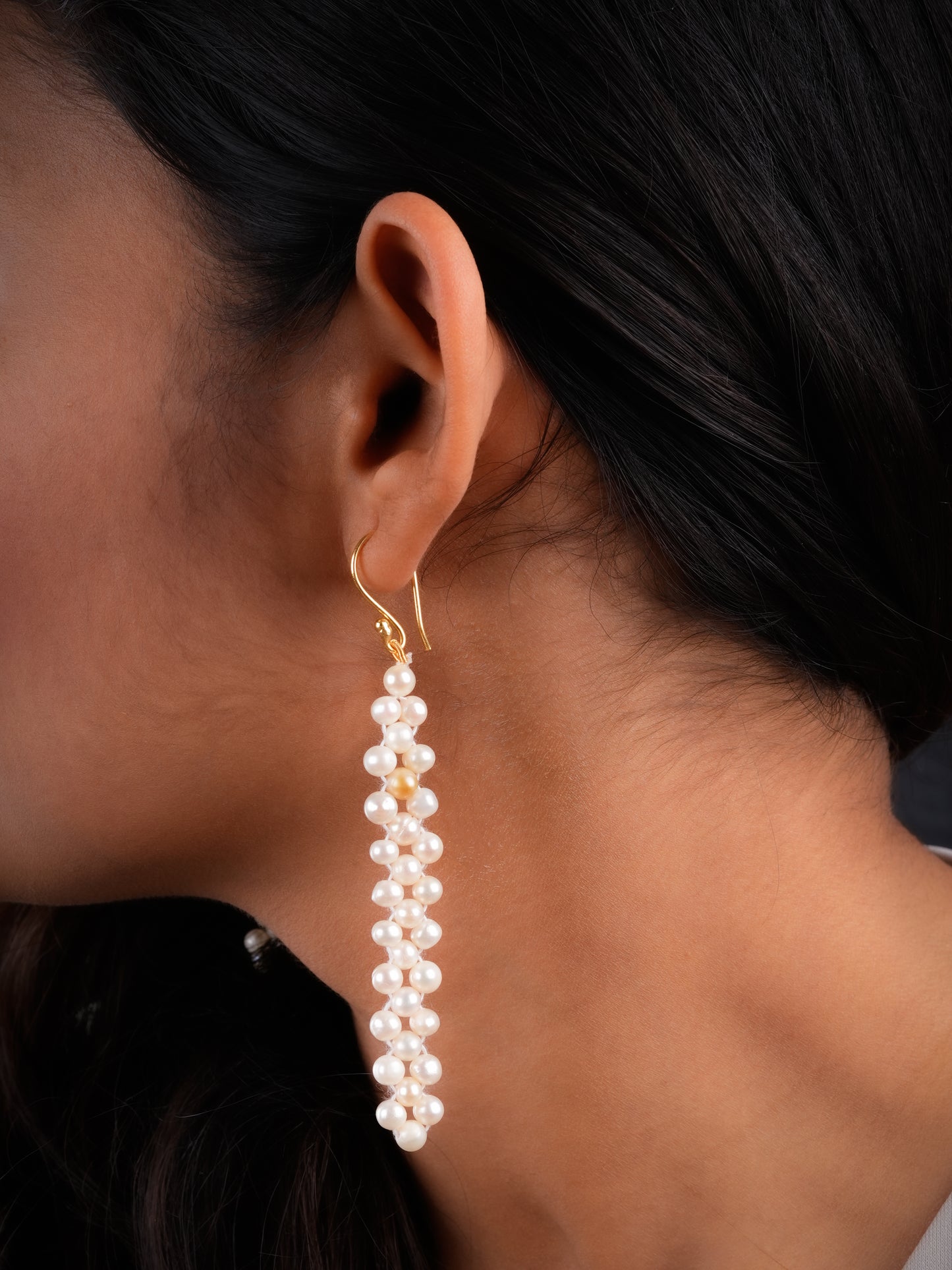 Freshwater Woven Pearl Bands Earrings