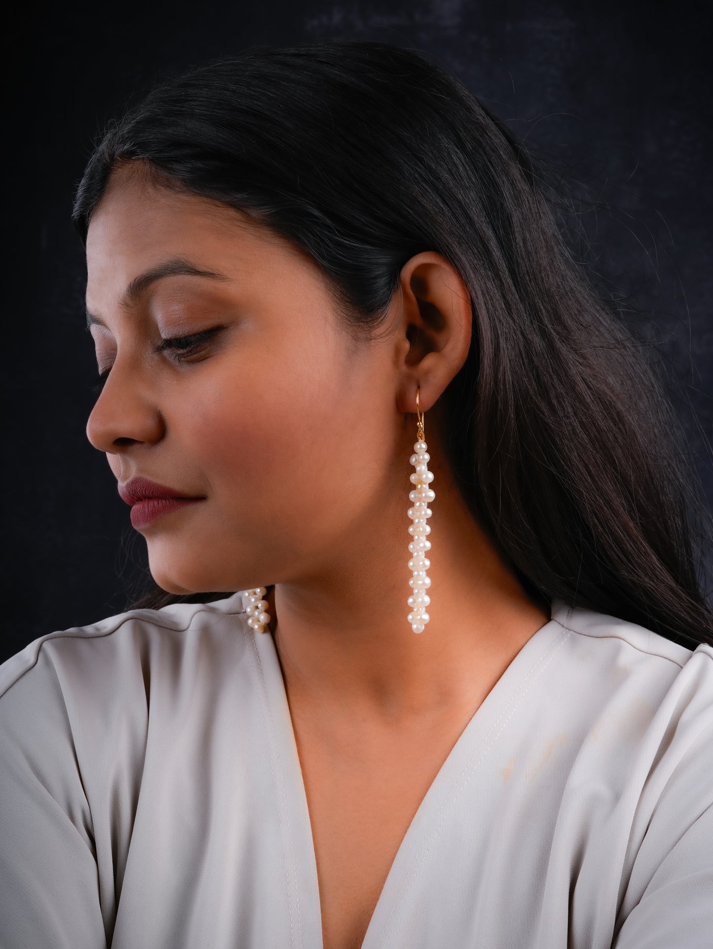 Freshwater Woven Pearl Bands Earrings