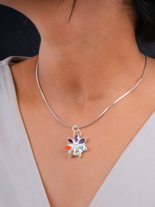 The Chakra Star Silver Pendant