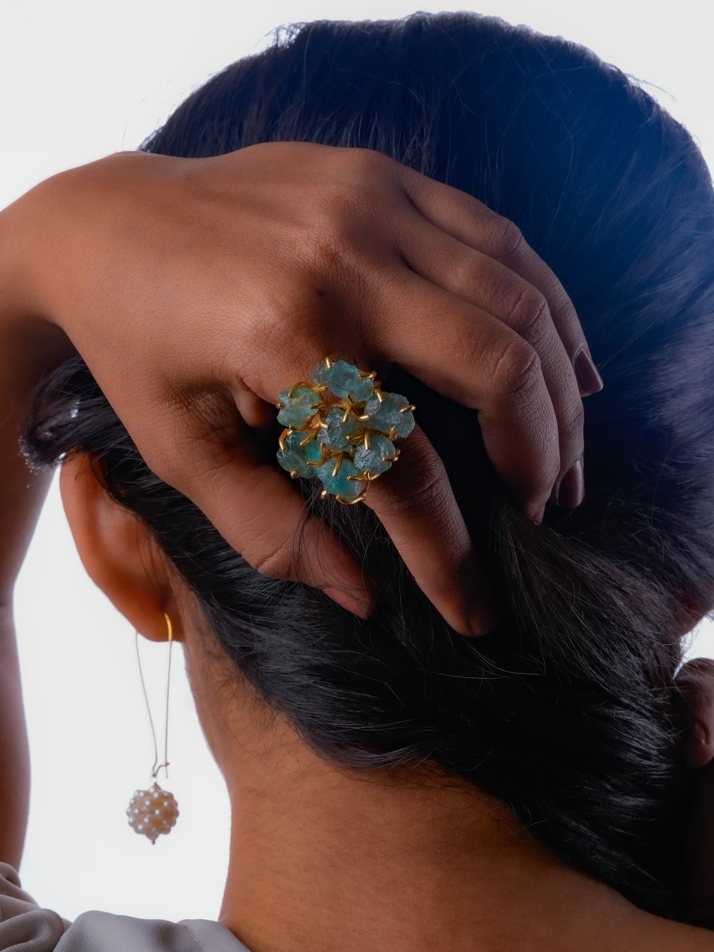 Green Amethyst Flower Ring