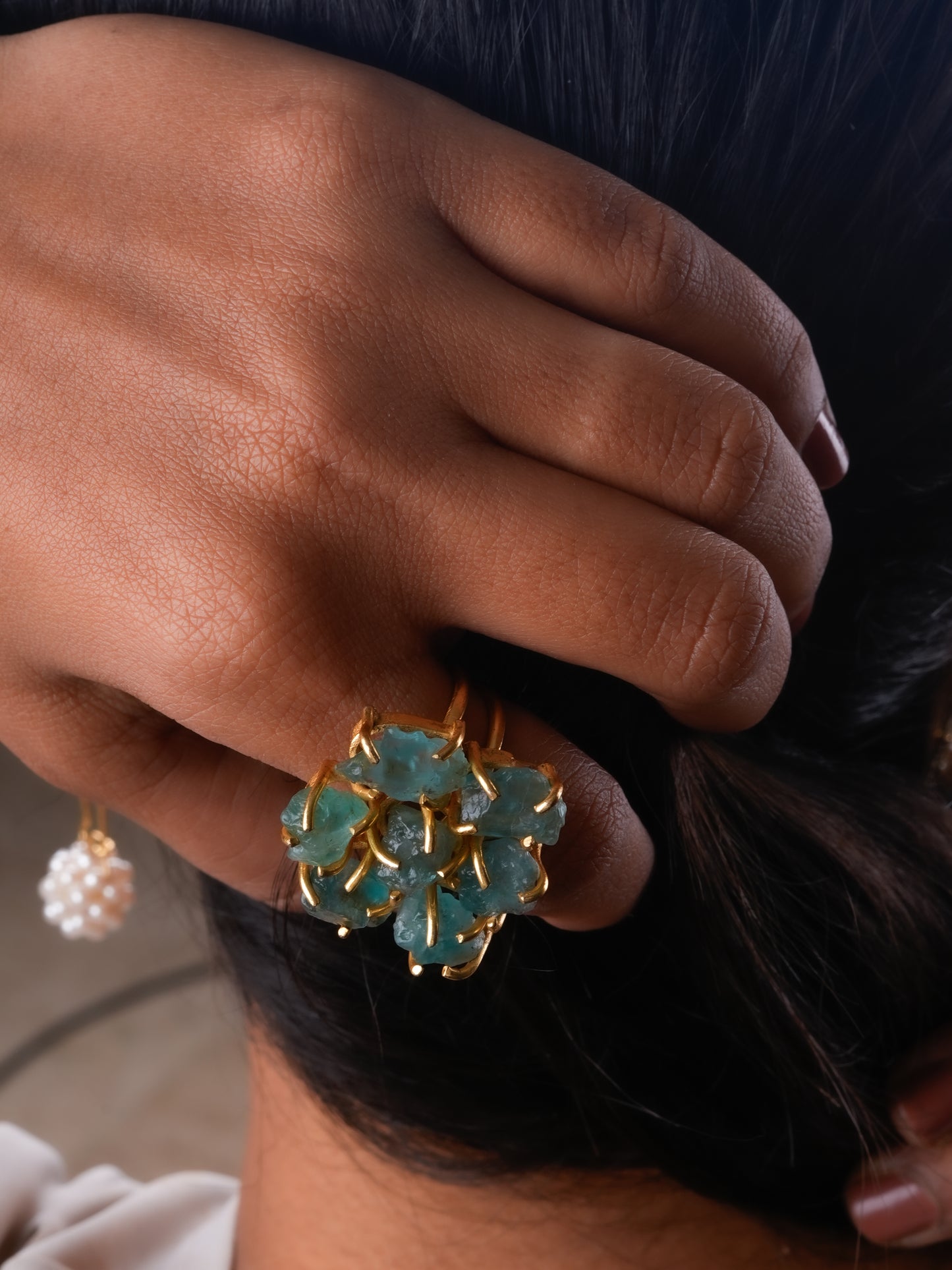 Green Amethyst Flower Ring