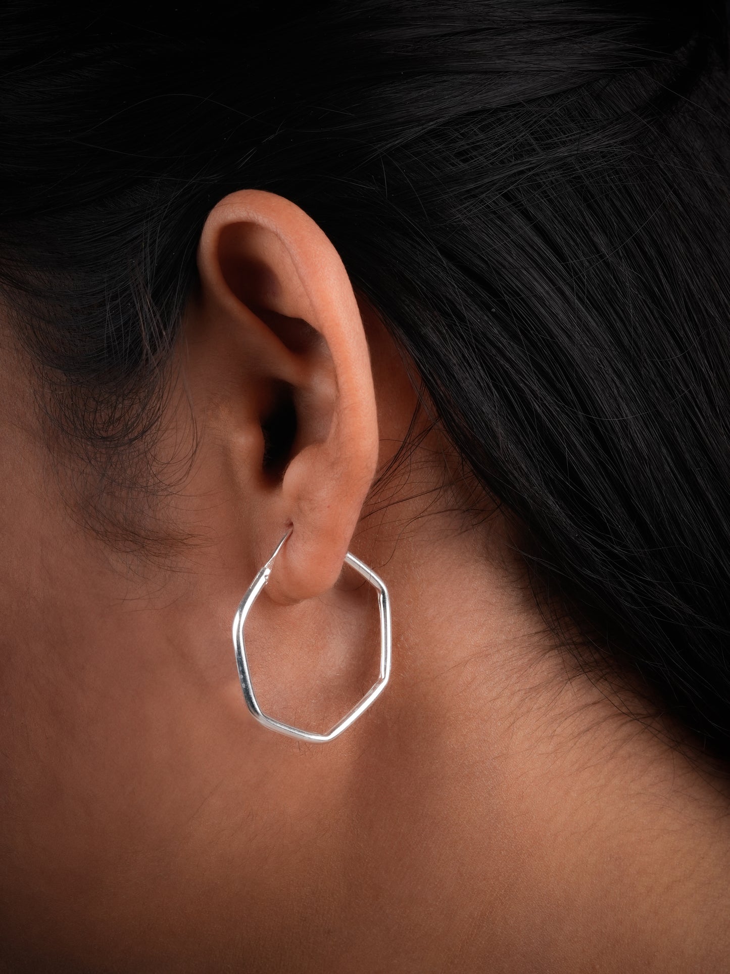 Hexagon Silver Hoops(10)