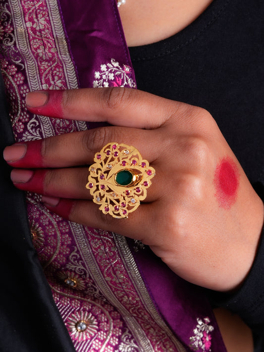 Noorie Purani Dilli Gold Plated Silver Ring