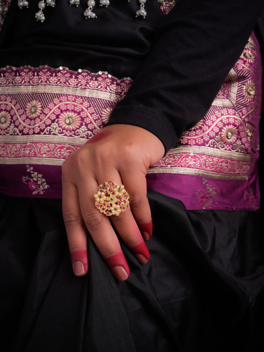 Guldasta Purani Dilli Gold Plated Silver Ring