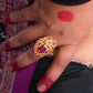 Kehkashaan Purani Dilli Gold Plated Silver Ring