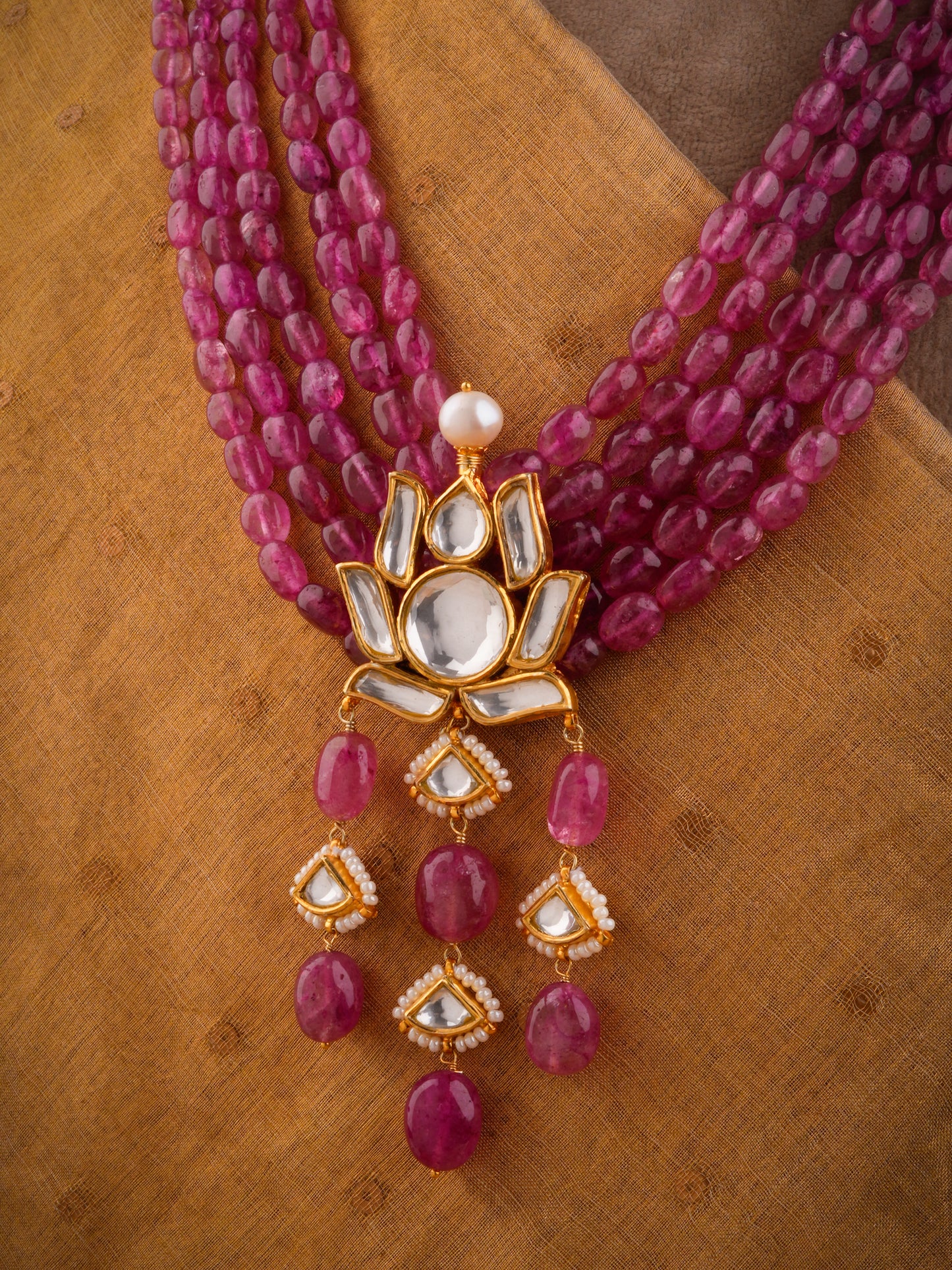 Lotus Kundan Designer Necklace Set