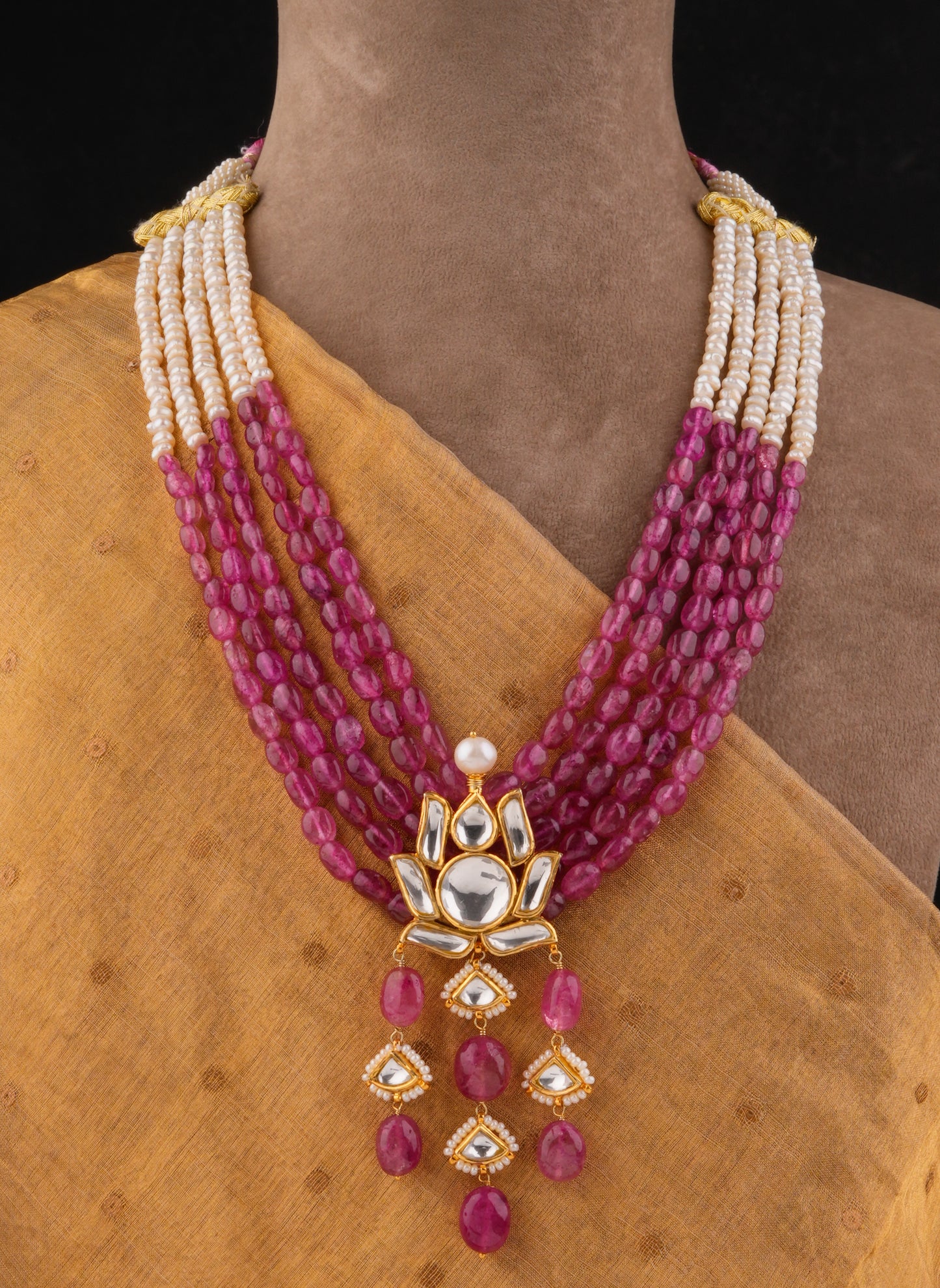 Lotus Kundan Designer Necklace Set