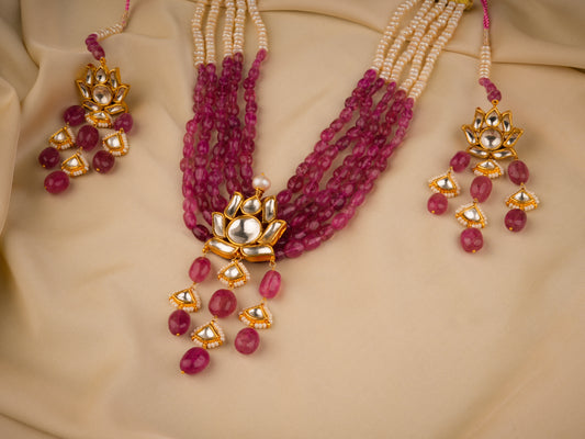 Lotus Kundan Designer Necklace Set