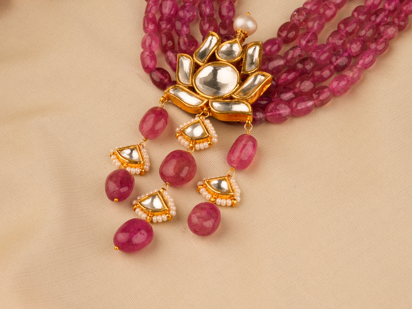 Lotus Kundan Designer Necklace Set