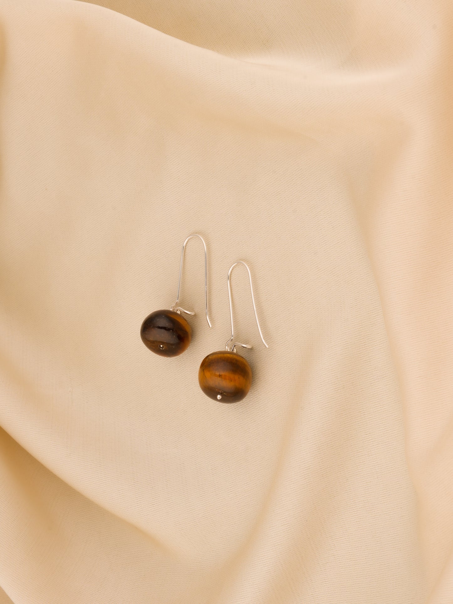 Tiger Stone Silver Danglers