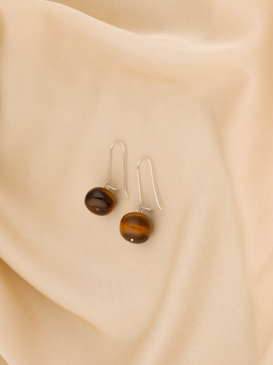 Tiger Stone Silver Danglers