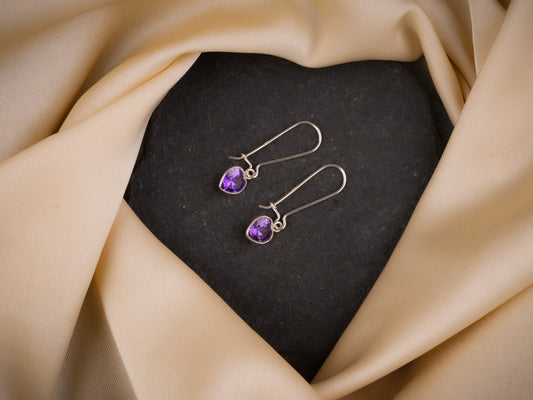 Amethyst Heart Drop Danglers