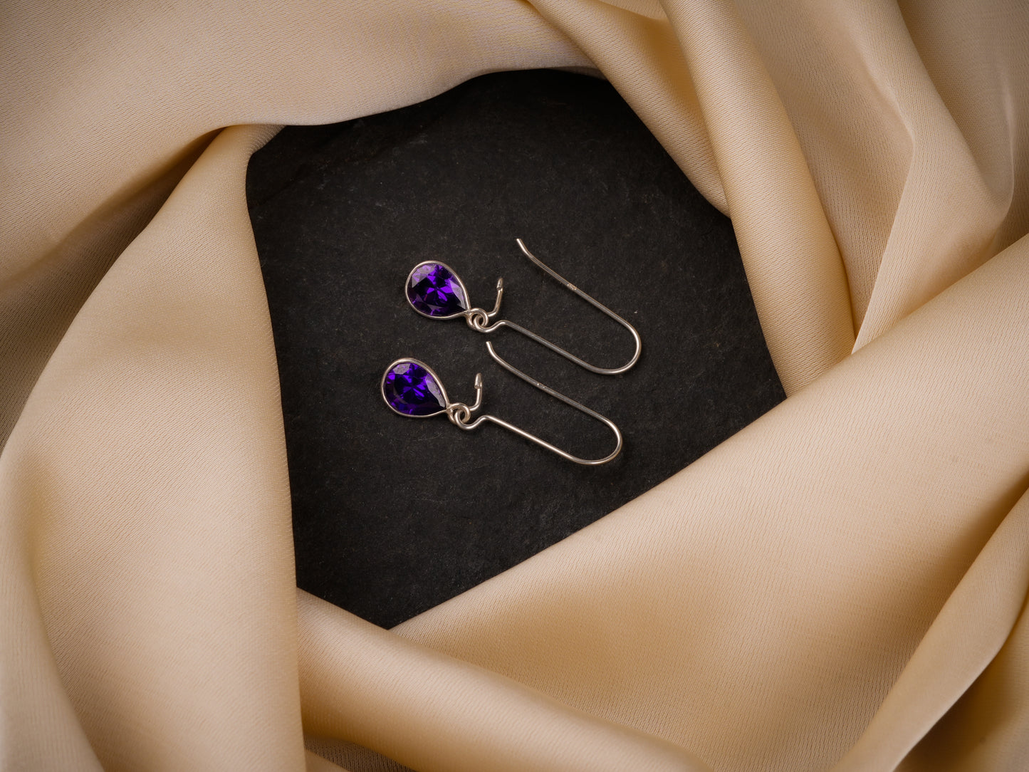 Amethyst Silver Drop Danglers