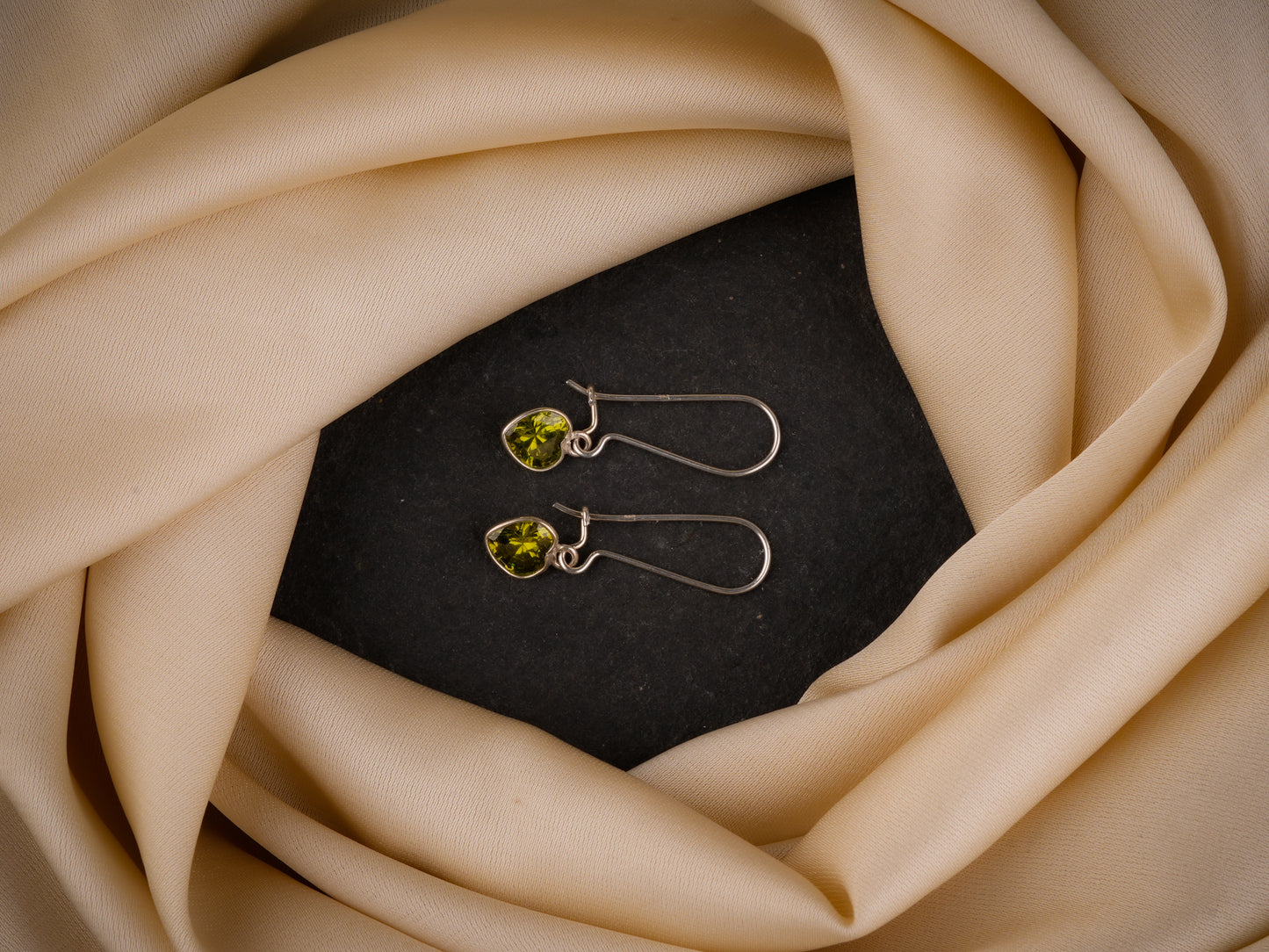 Peridot Heart Danglers