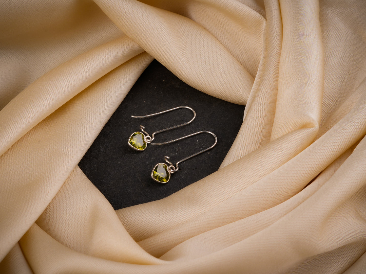 Peridot Heart Danglers