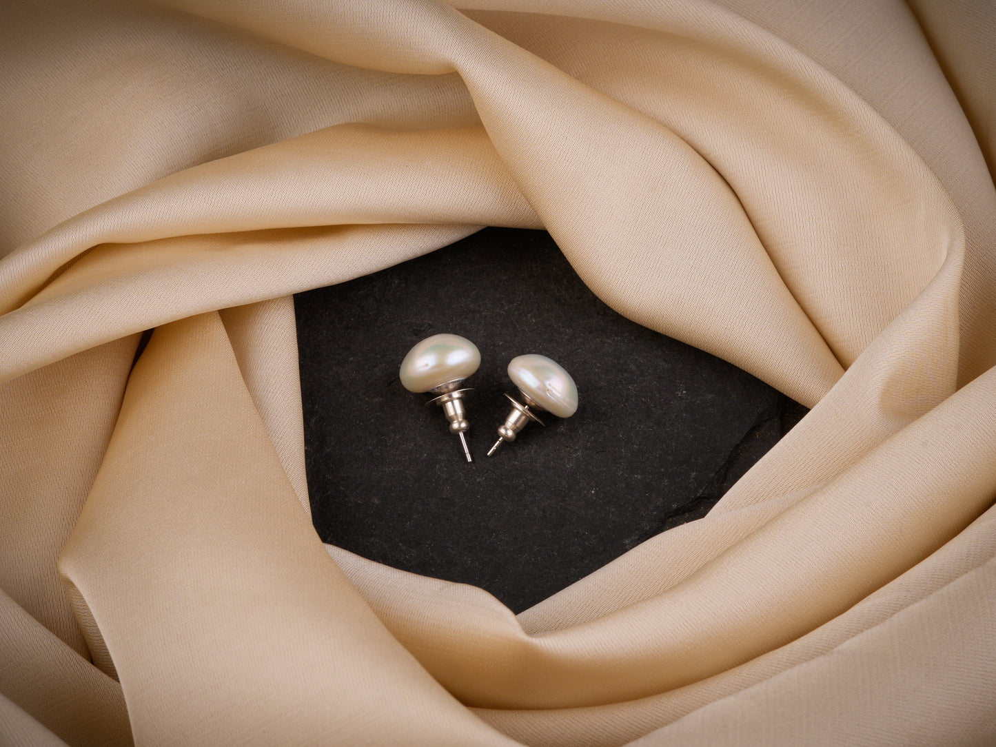 Unique Freshwater Baroque Pearls Silver Studs