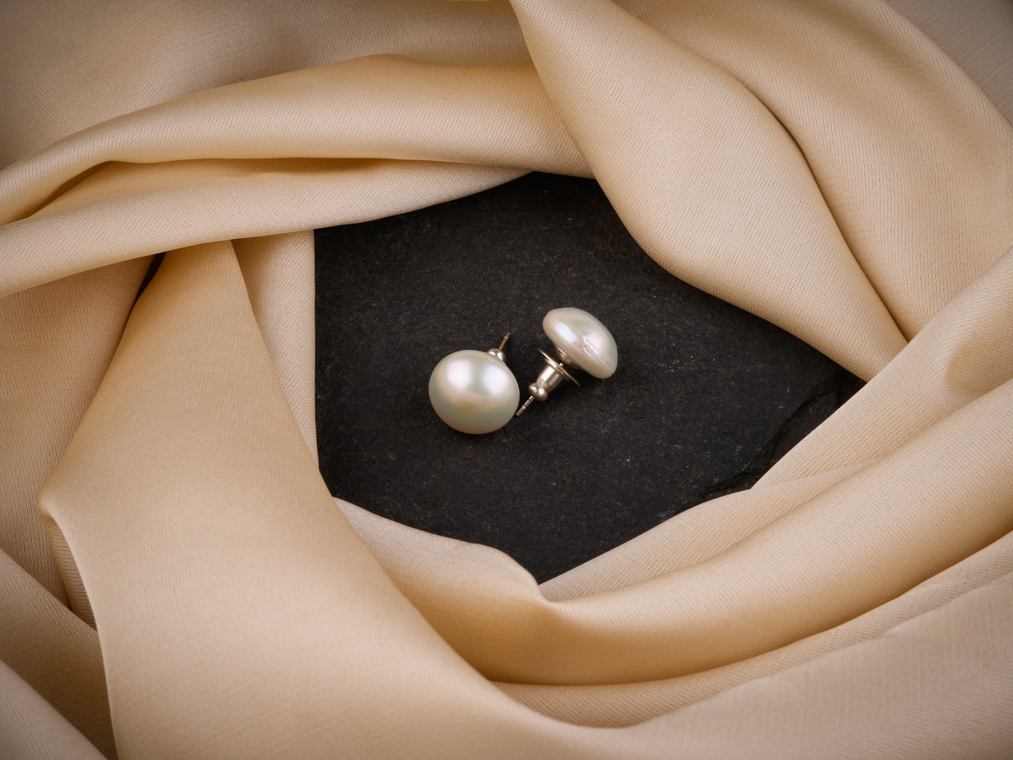 Unique Freshwater Baroque Pearls Silver Studs