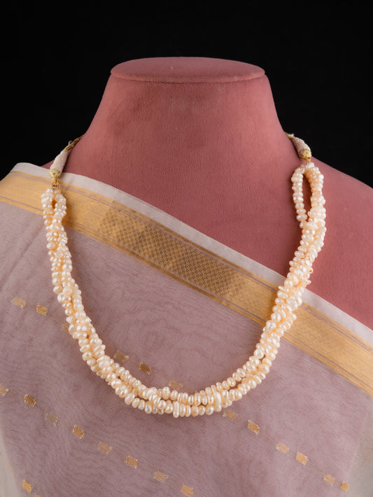 Tri Layered Freshwater Pearl Tumbles Necklace