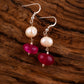 Freshwater Pearls And Pink Onyx Drops