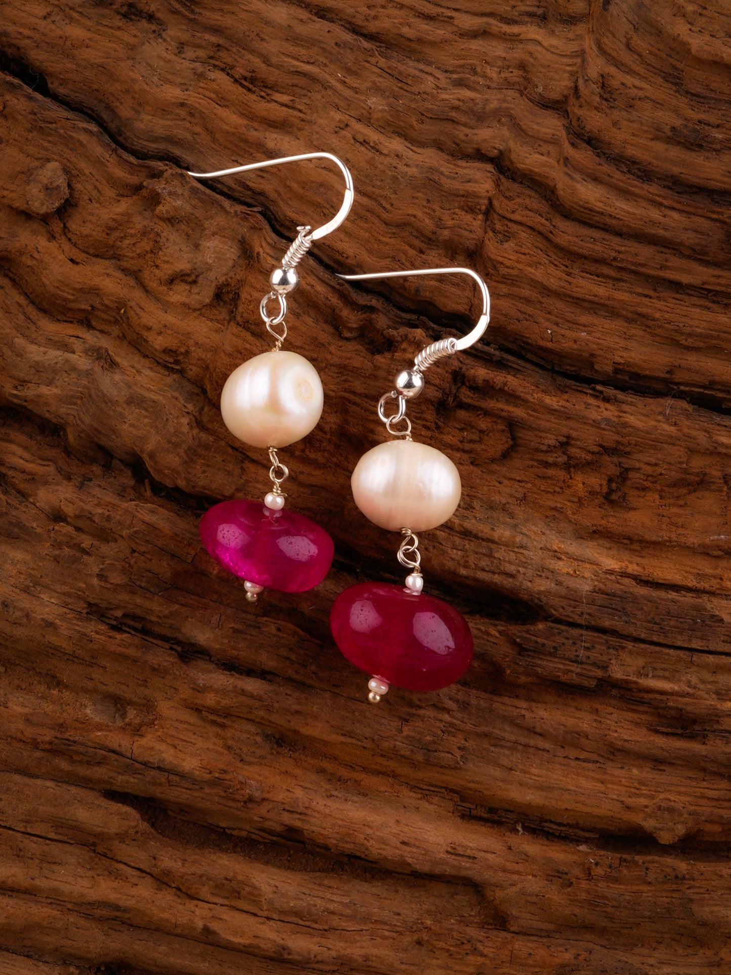 Freshwater Pearls And Pink Onyx Drops