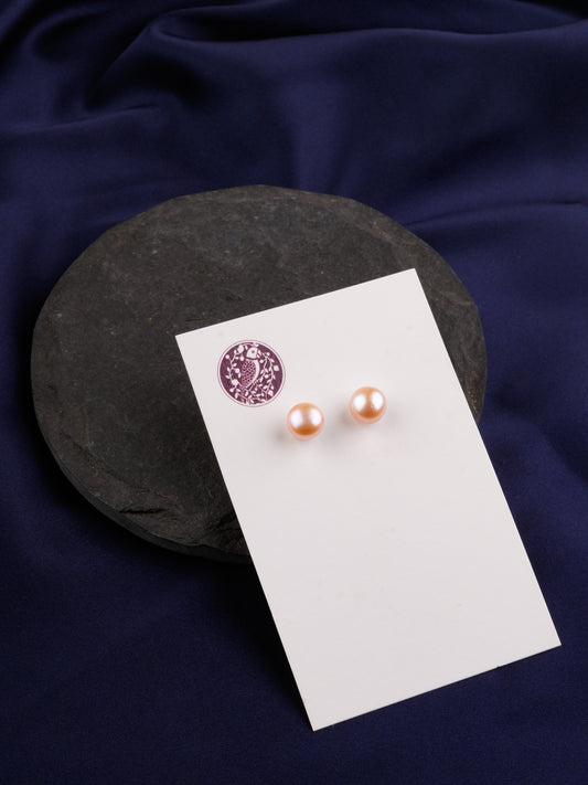 Peach Freshwater Pearl Studs(8 mm)