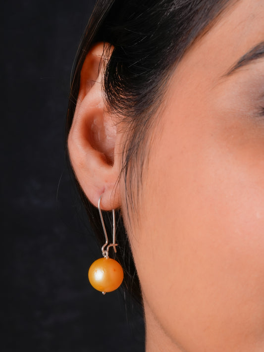 Golden Freshwater Pearl Danglers