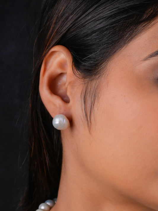 Unique Freshwater Baroque Pearls Silver Studs