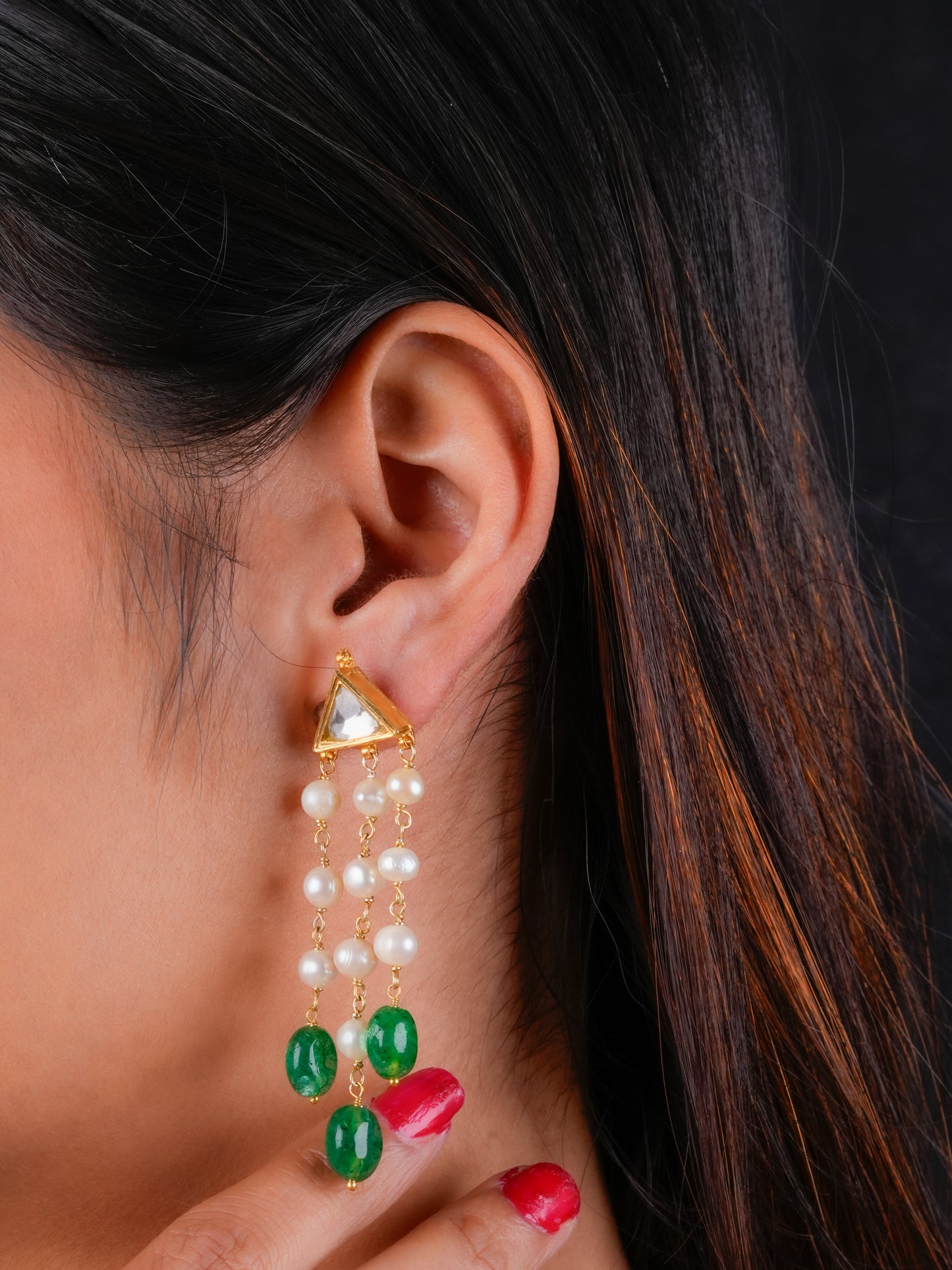 Tikona Kundan Pearl Earring