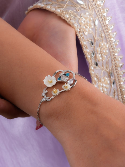 Prettiest Floral Silver Bracelet For Girls