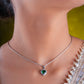 Silver Emerald Heart Pendant Set