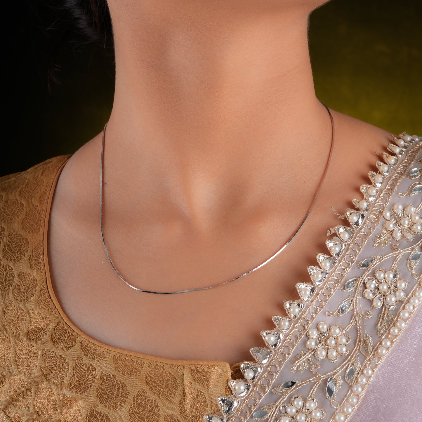 Everyday Rhodium Plated Delicate Box Chain