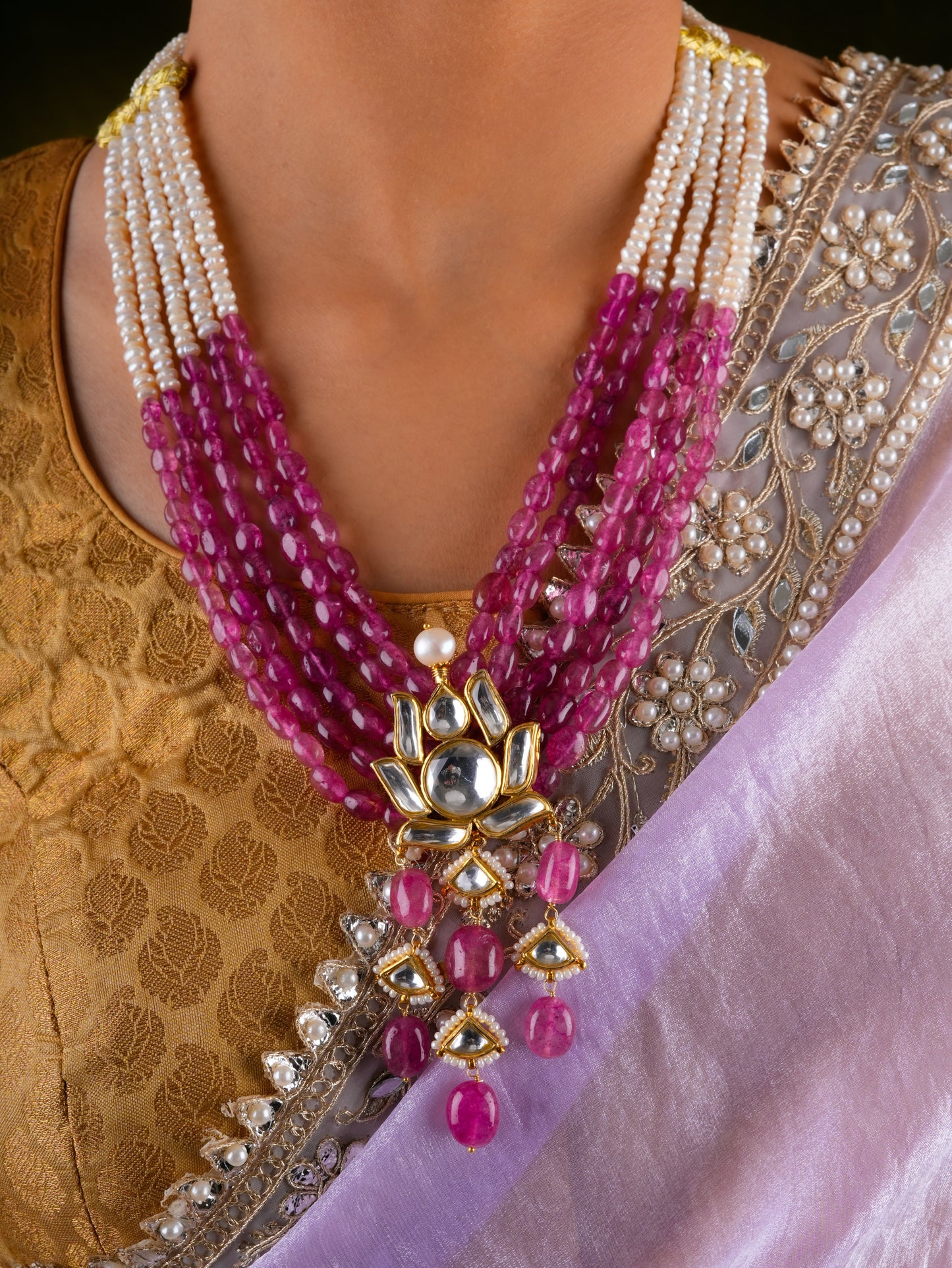 Lotus Kundan Designer Necklace Set