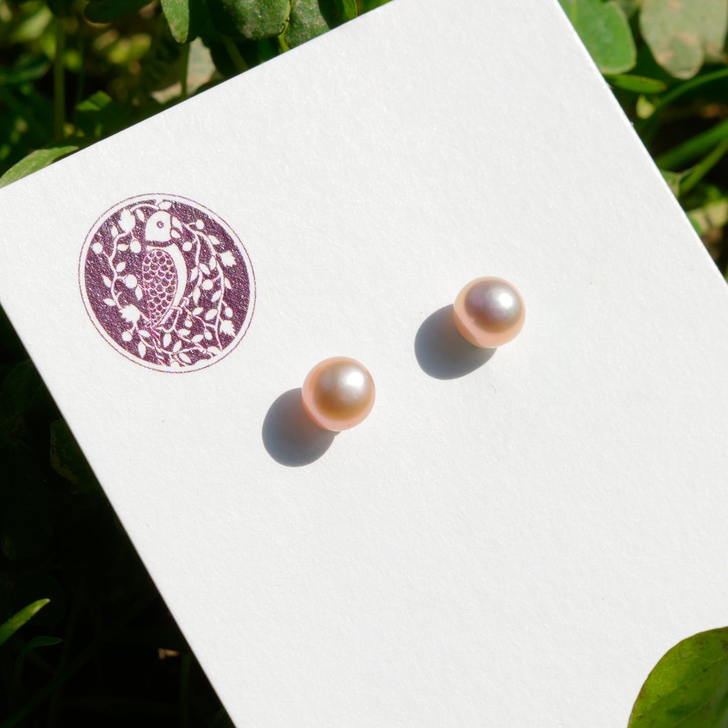 Peach Freshwater Pearl Studs(8 mm)