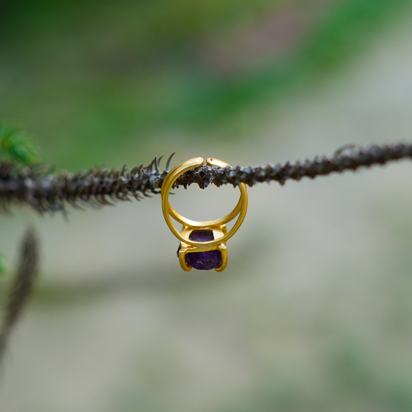 Natual Uncut Amethyst Ring