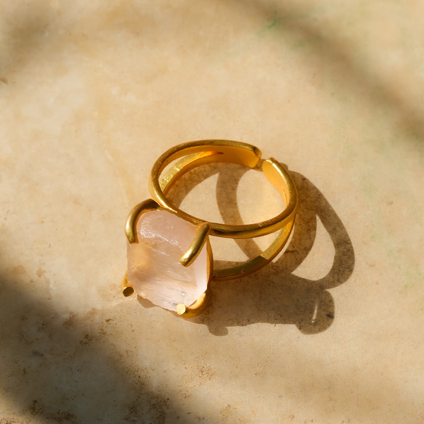 Uncut Rose Quartz Ring