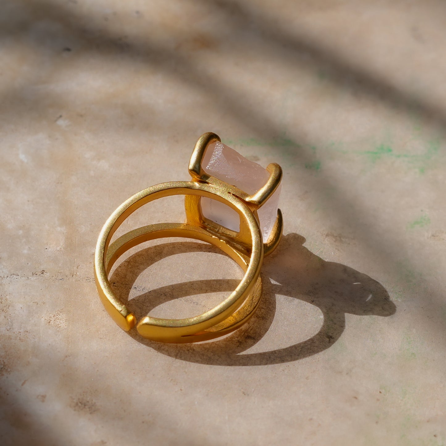 Uncut Rose Quartz Ring