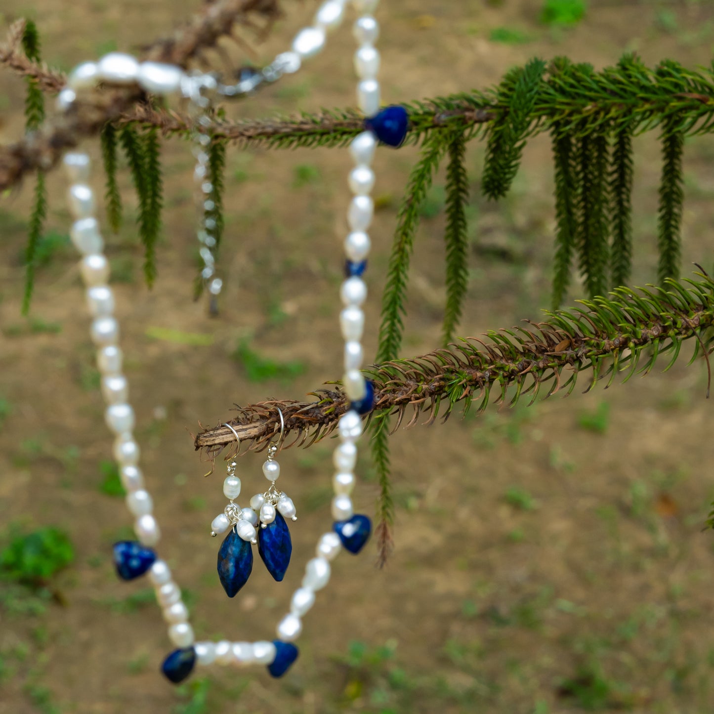 Lapis Lazuli Drops And Pearls Set