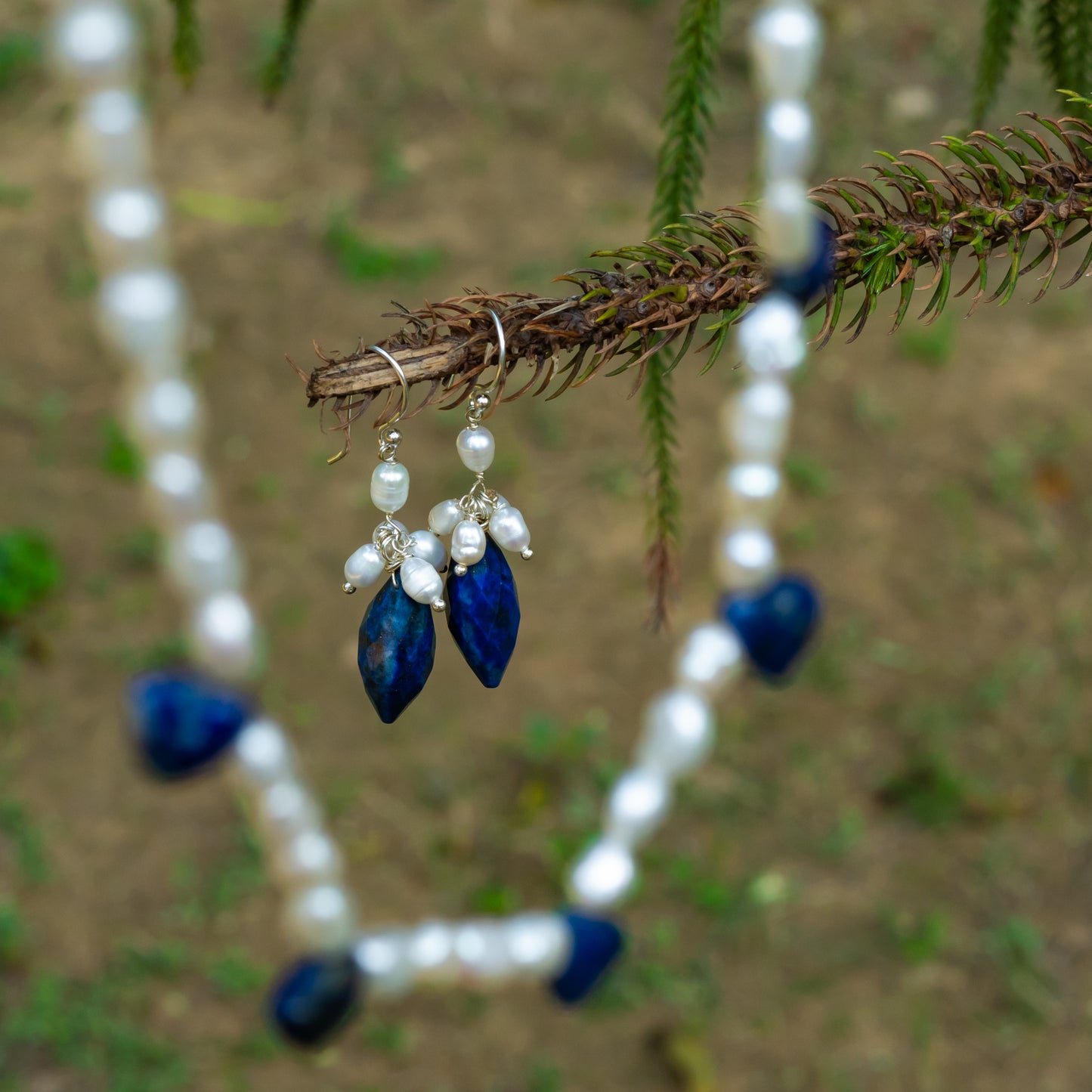 Lapis Lazuli Drops And Pearls Set