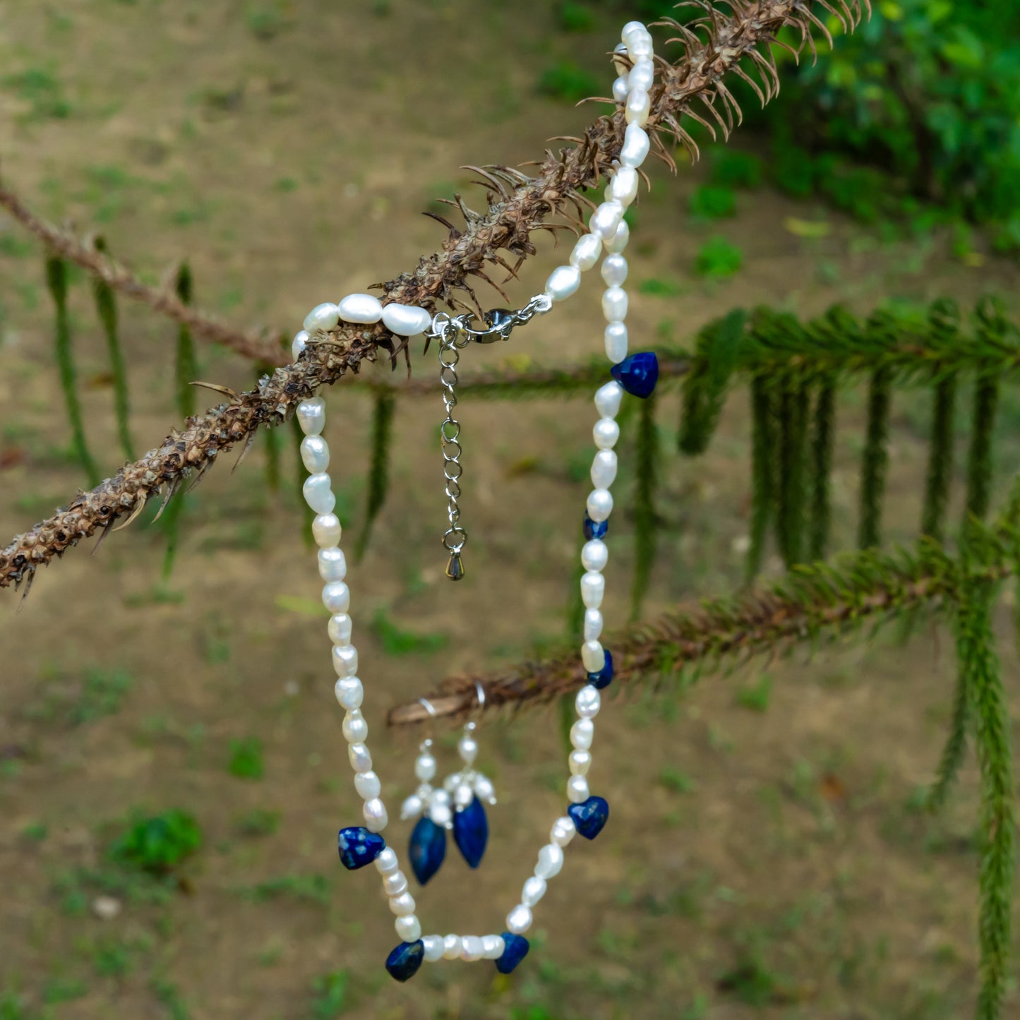 Lapis Lazuli Drops And Pearls Set