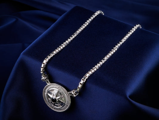 Silver Compass Chain For Men