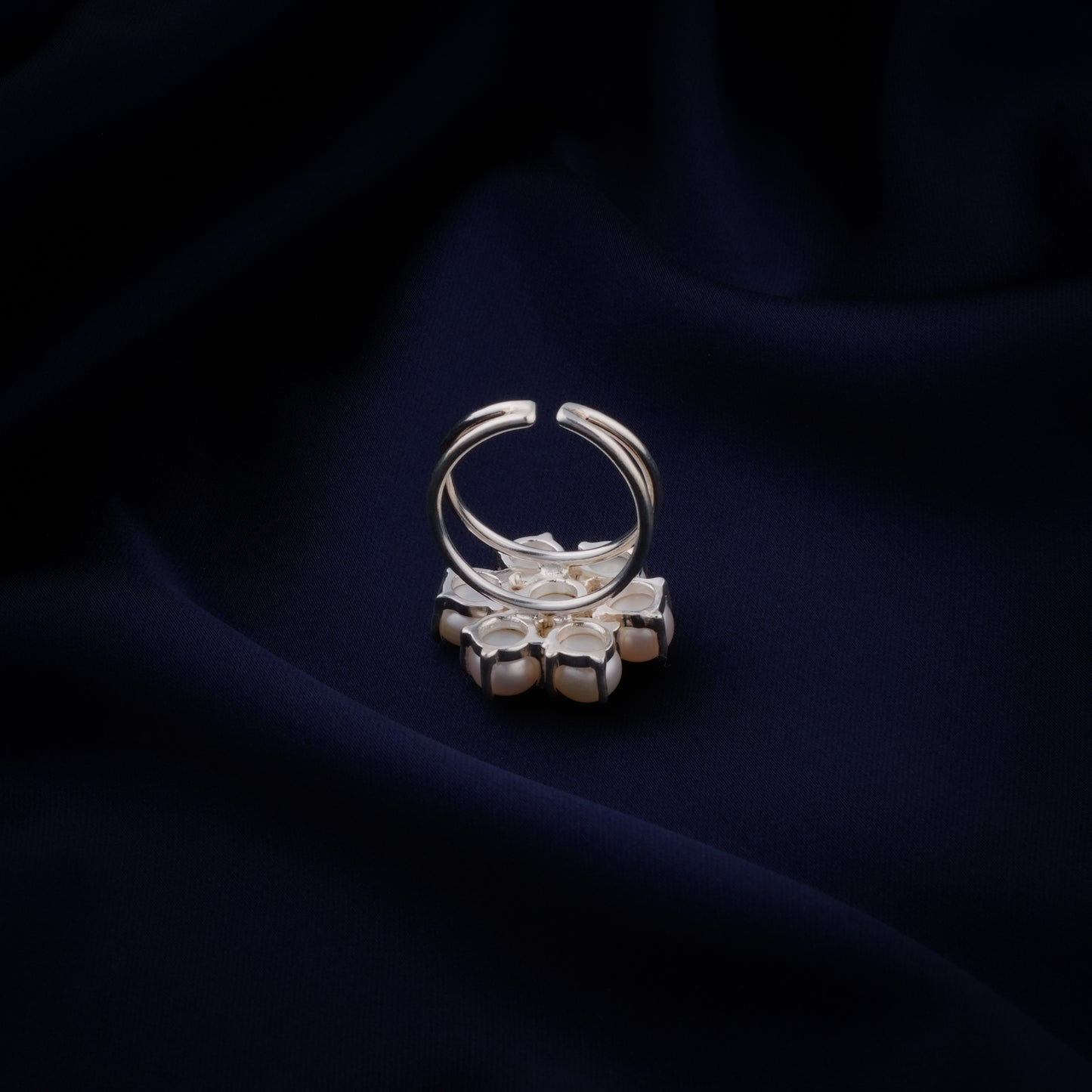 Silver Pearl Flower Ring