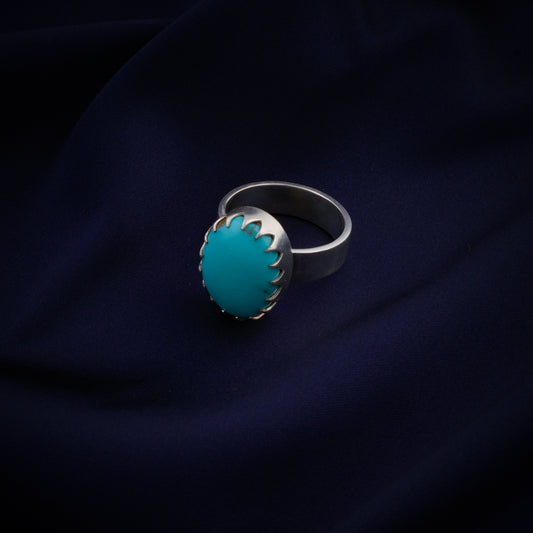 Natural Turquoise Silver Ring (12 Size-21.4mm)