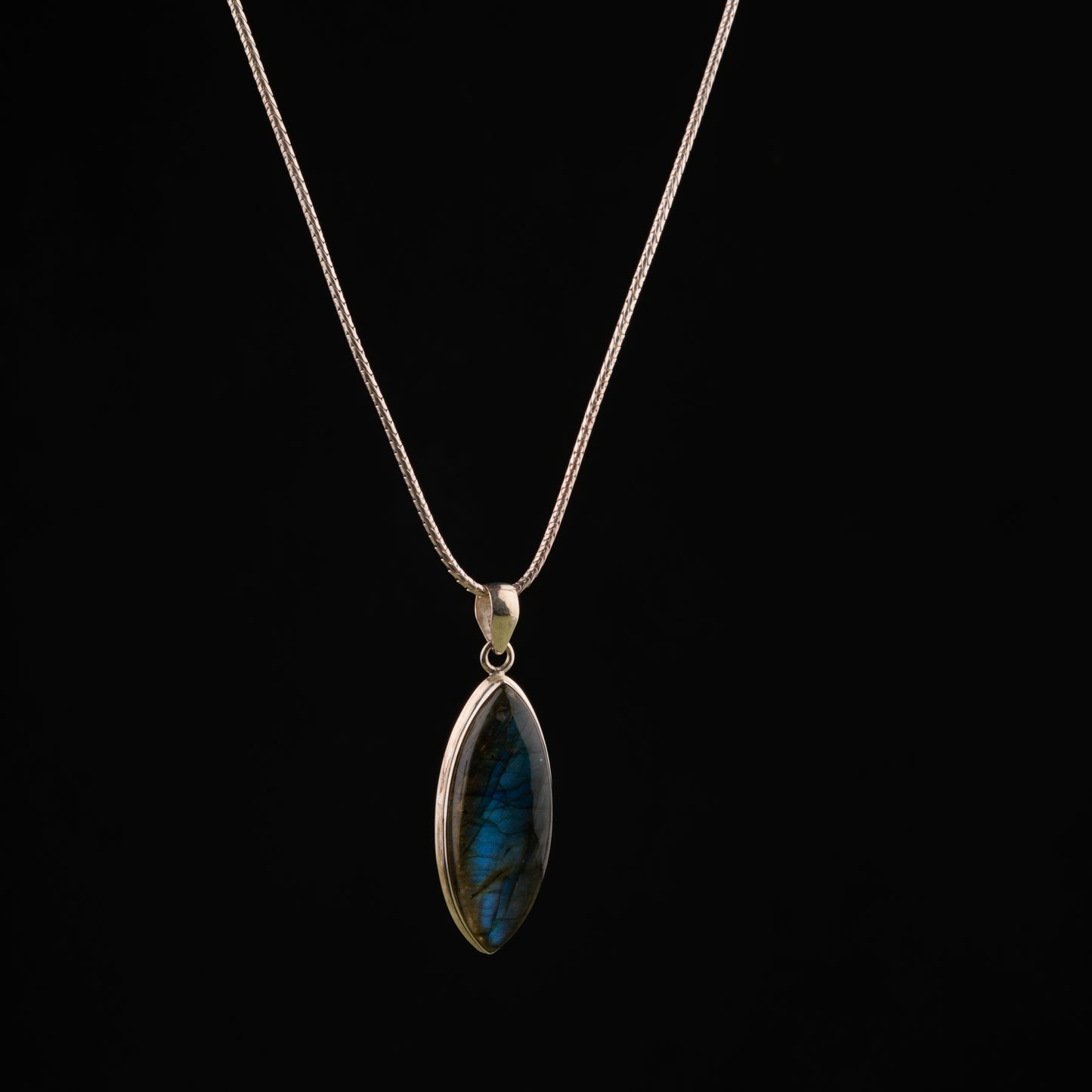 Marquise Azurite Silver Pendant