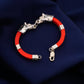 Silver Tiger With Red Strap Bracelet