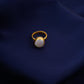 Golden Coin Pearl Ring