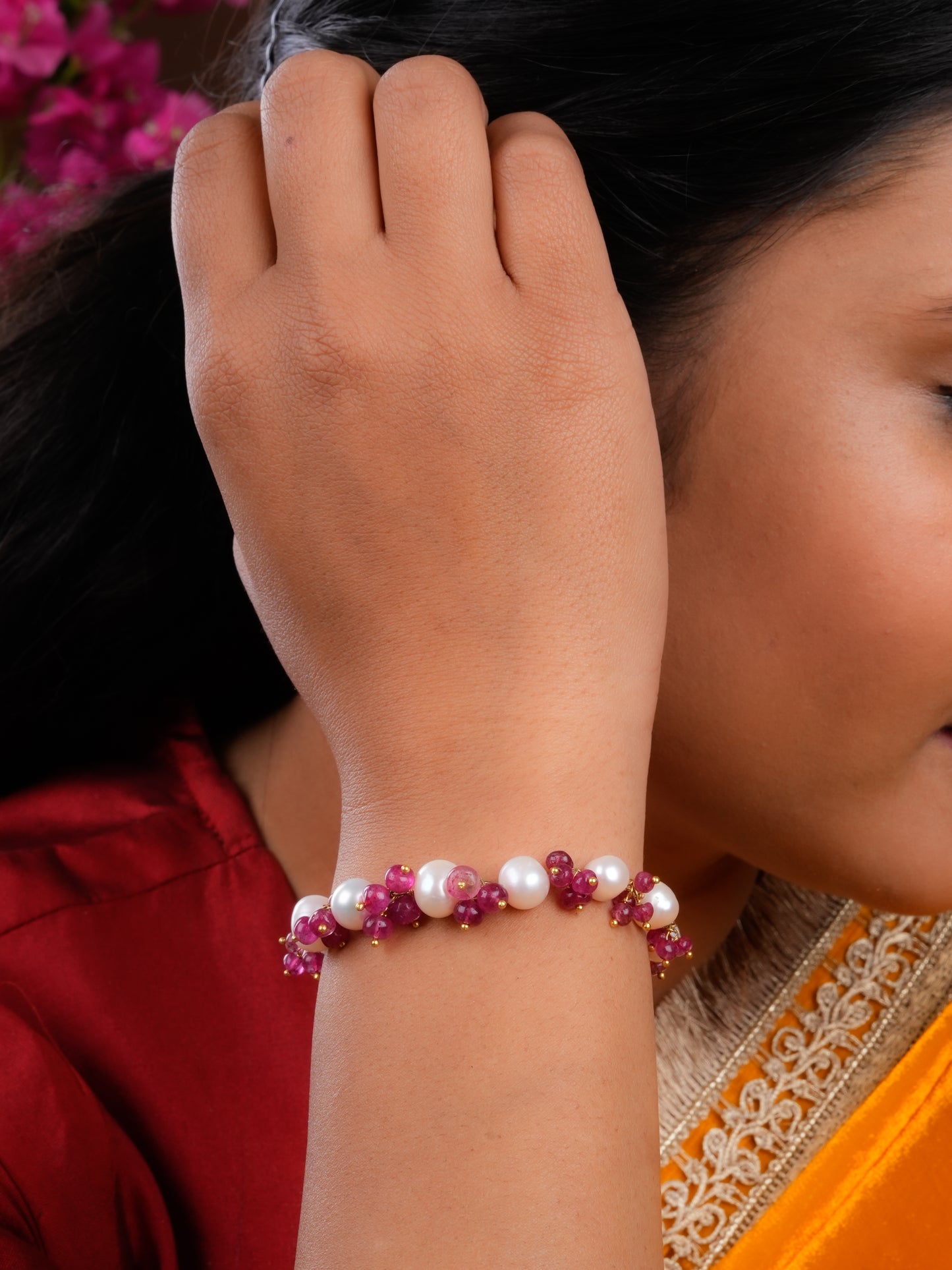 Pearl Strawberry Quartz Bracelet