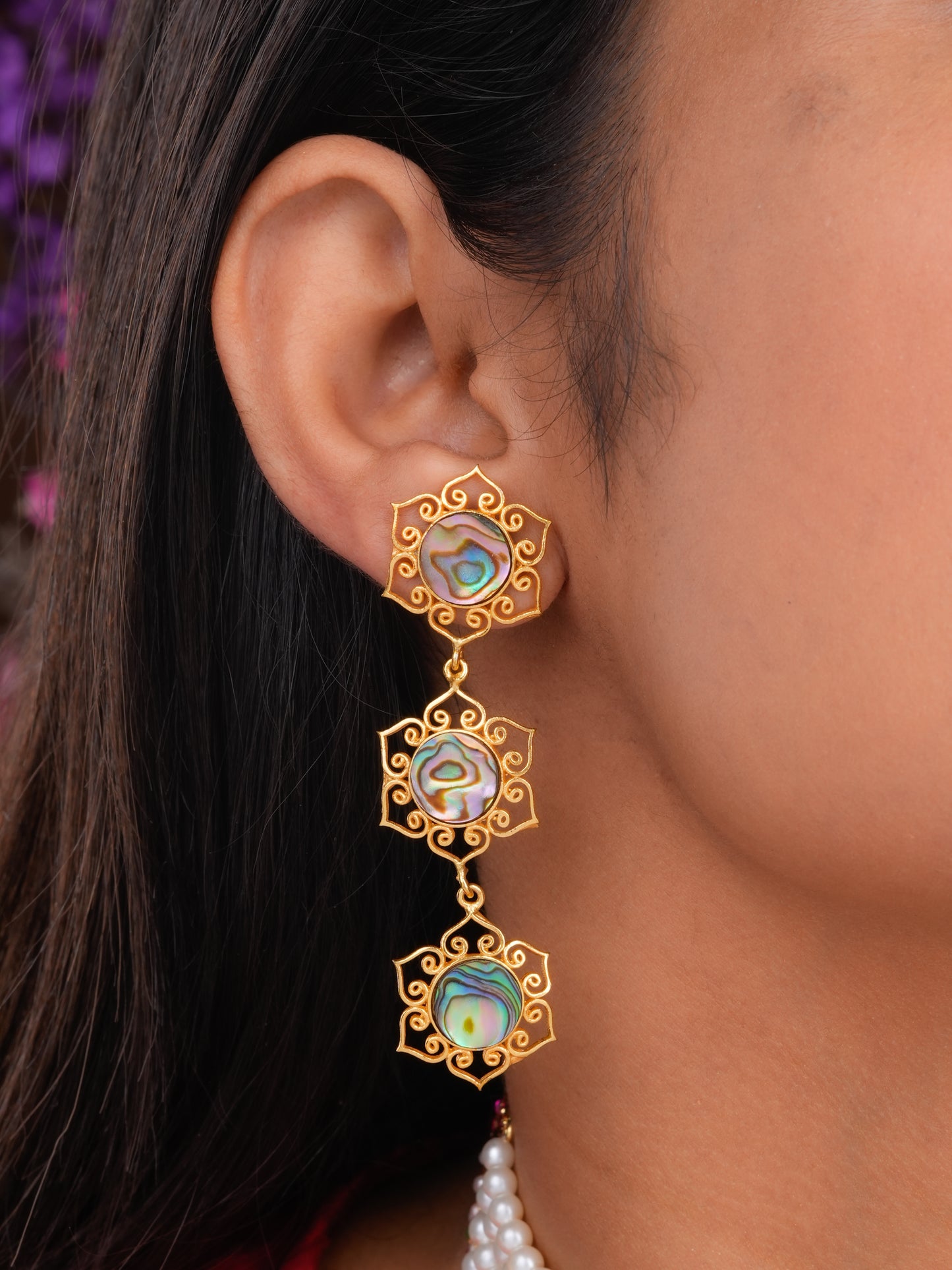 Exotic Sands Triple Flower Earrings